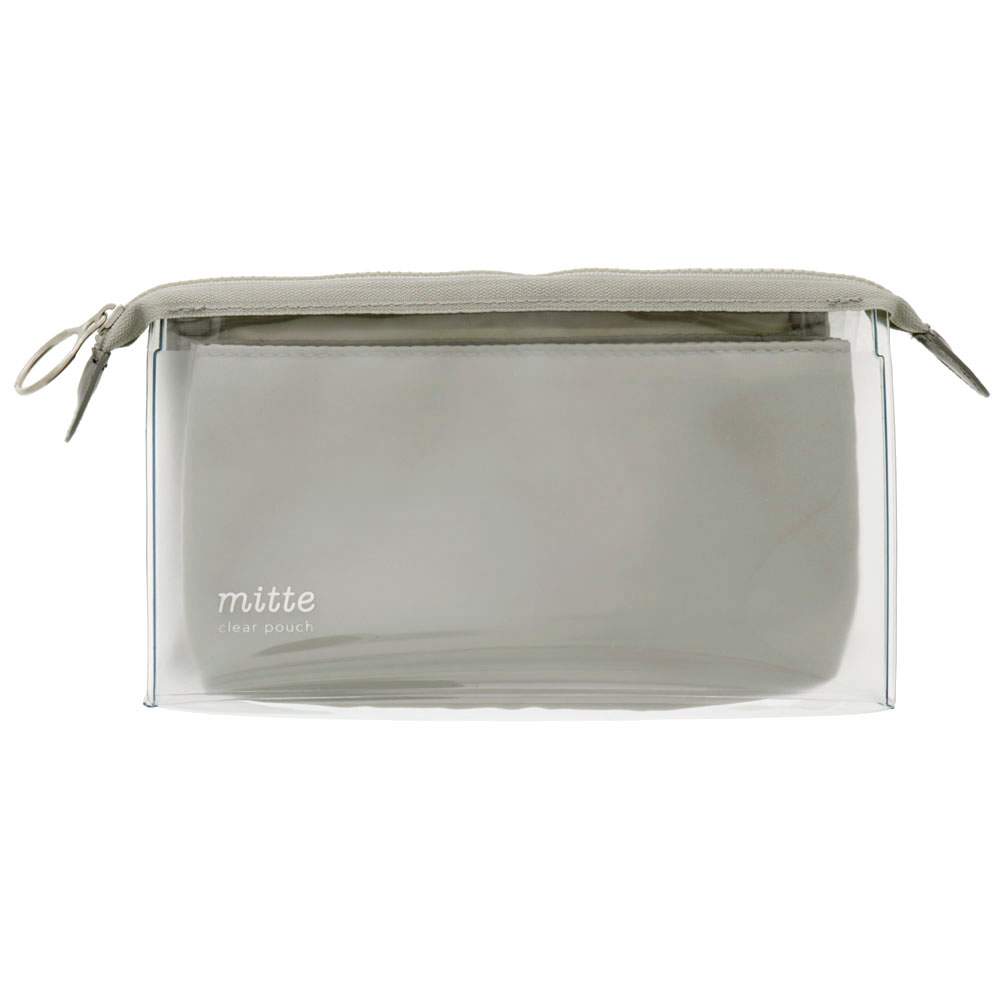 サンスター文具 クリアポーチ mitte（ミッテ）マチ（ライトグレー） S2312697