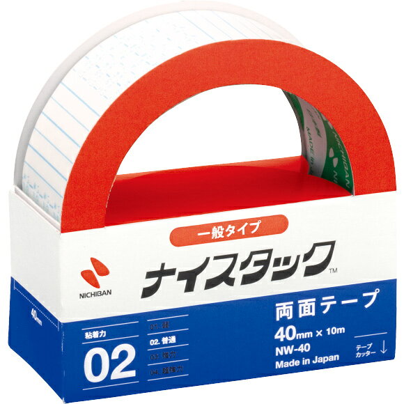 【返品種別A】□「返品種別」について詳しくはこちら□「おひとり様10点まで」◆新聞などのスクラップ作成、ポスターなどの掲示に。◆ホルダー・巻心は再生紙を使用しています。カッターつき。◆ホルダーはミシン目つきで、分別廃棄がしやすいです。■　仕　様　■サイズ（mm×m）：40×10基材：古紙パルプ配合率40％再生紙粘着剤：アクリル系はく離紙：紙備考：大巻[ナイスタク40]OAサプライ/OA機器＞オフィス事務用品・文房具＞ステーショナリー＞テープ