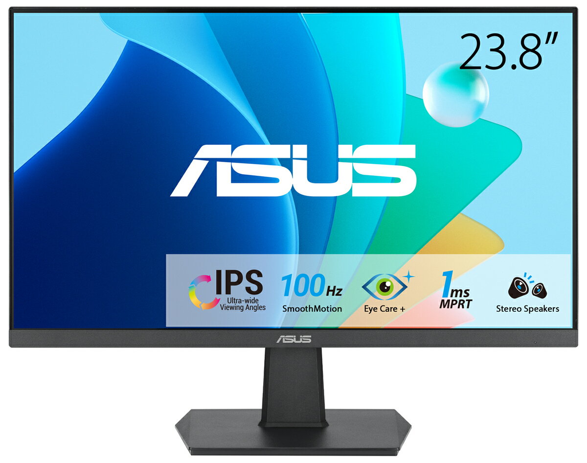 ASUS|エイスース 液晶ディスプレイ(23.8型/IPS/FullHD 1920×1080/100Hz/1ms/HDMI1.4/VESA/3年保証)(ブラック) Eye Care VA24EHFA