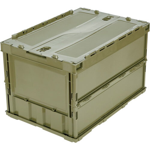 TR-C50B-OD トラスコ中山 薄型折りたたみコンテナ 50L ロックフタ付 OD色のサムネイル