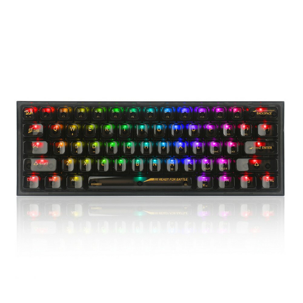 REDRAGON(レッドラゴン) 60%ゲーミングキーボード ゲーミングキーボード クリスタル 英語コンパクト 軸 メカニカル 61KEY(クリアブラック(透明)) K617CTB-RGBTI