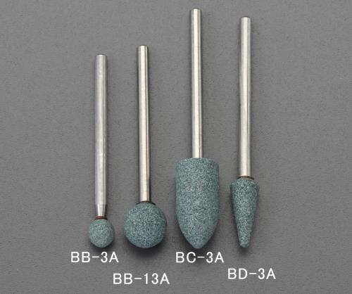 エスコ 10×20mm/3mm軸 軸付砥石(砲弾型/緑) EA819BC-3A ESCO