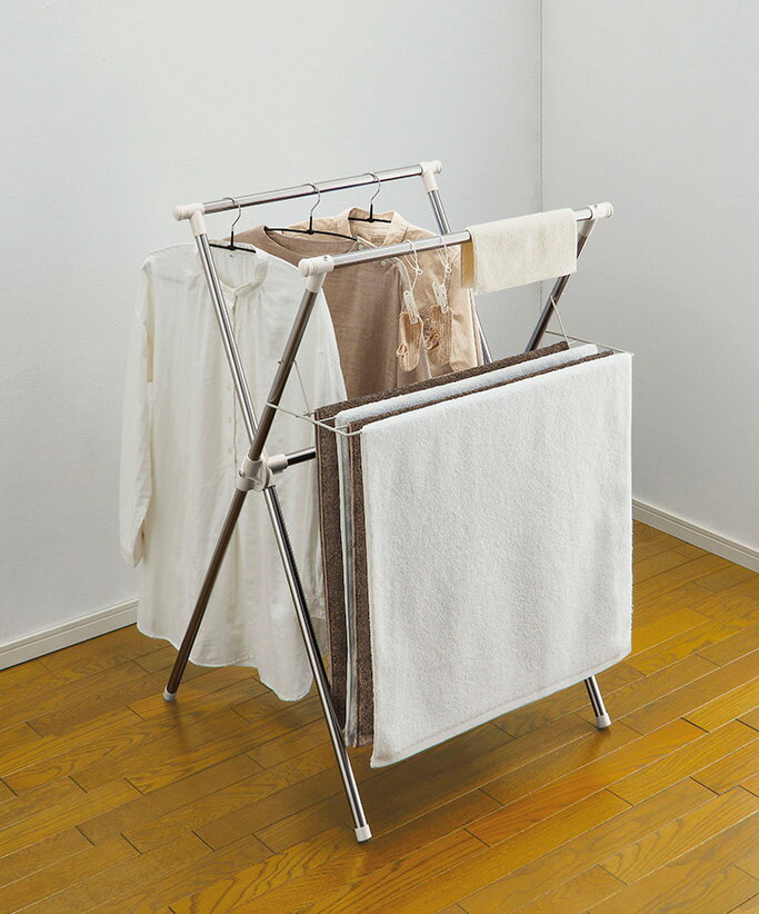 ベストコ 簡単すっきりバスタオルも干せる物干しX型（S/ライトグレー） NY-295(ベストコ) [NY295ベストコ]...