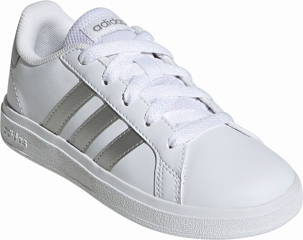 アディダス キッズ・ジュニア用 スニーカー GRAND COURT 2.0 K（フットウェアホワイト/マットシルバー/マットシルバー・サイズ：23.0cm） AJ-GW6506-230 adidas