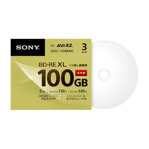 3BNE3VCPS2 ソニー 2倍速BD-RE XL 3枚パック100GB ホワイトプリンタブル SONY