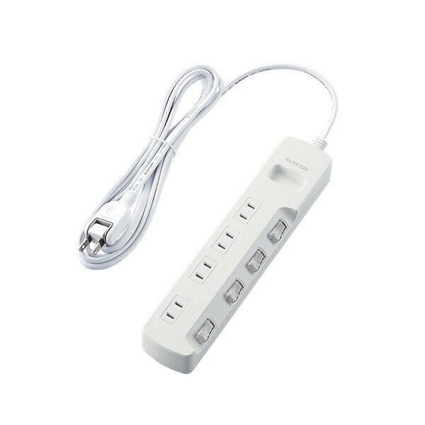 エレコム 個別スイッチ付 雷ガードタップ 2ピン・4個口・2.5m（ホワイト） T-K5A-2425WH [TK5A2425WH]