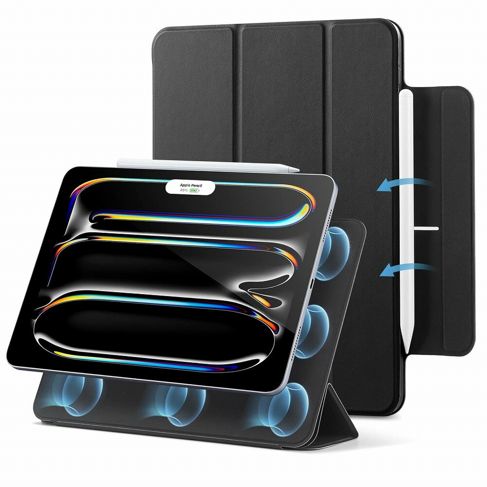 ESR iPad Pro 11インチ M4（2024）用 三つ折りスタンドケース Rebound Magnetic Black（ブラック） ESR534