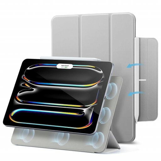 ESR iPad Pro 11インチ M4(2024)用 三つ折りスタンドケース Rebound Magnetic Grey(グレー) ESR536 ESR iPad Pro 11インチ M4(2024)用 三つ折りスタンドケース Rebound Magnetic Grey(グレー) ESR536