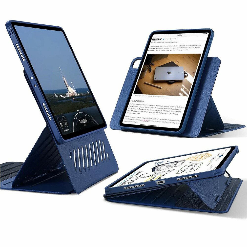 ESR iPad Pro 13インチM5(2025) M4(2024)用 Shift Magnetic 縦向き/横向きスタンド対応取外し可能なマグネットカバーケース(ブルー) ESR509