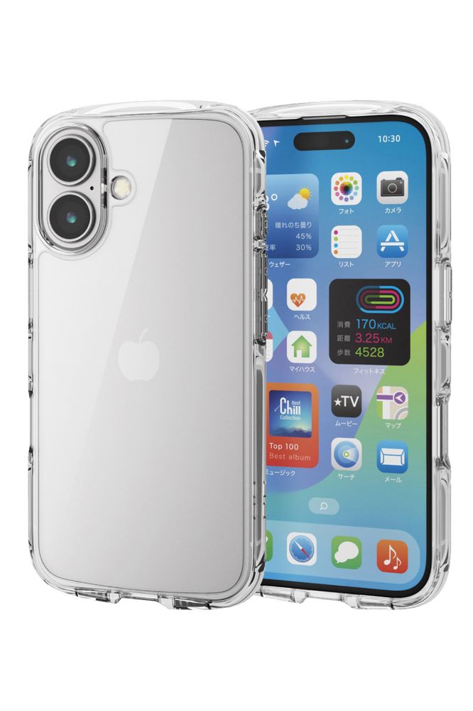 【即納】エレコム iPhone 16 Pro ケース ハイブリッド 衝撃吸収 軽量 薄型 カメラ周り保護 ストラップホール付 硬度5H TOUGH SLIM LITE ブラック