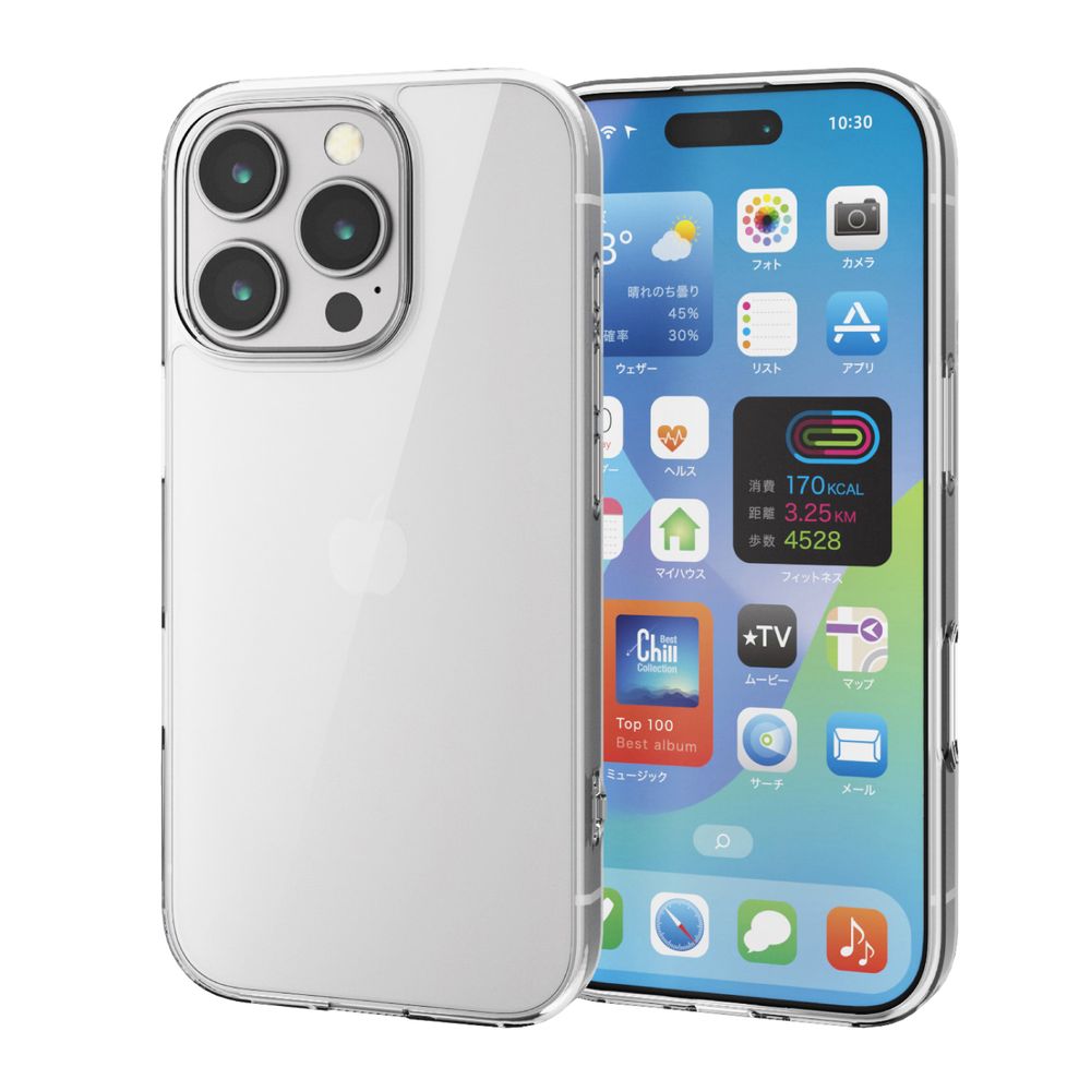 エレコム iPhone 16 Pro用 ハイブリッドケース 衝撃吸収 カメラレンズ保護設計 ストラップホール付 硬度5H（クリア） PM-A24CHVCKCR