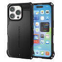 エレコム iPhone 16 Pro用 ハイブリッドケース 衝撃吸収 カメラレンズ保護設計 ストラップホール付 フィルム付 ZEROSHOCK(ブラック) PM-A24CZEROBK