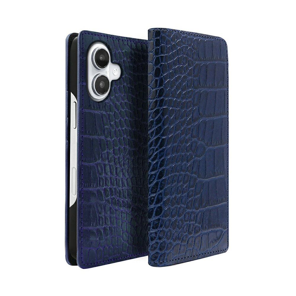 乐天商城 - abbi iPhone 16用 LIPARI イタリアンレザー MagSafe対応ダイアリーケース（ネイビー） ABS27350I16
