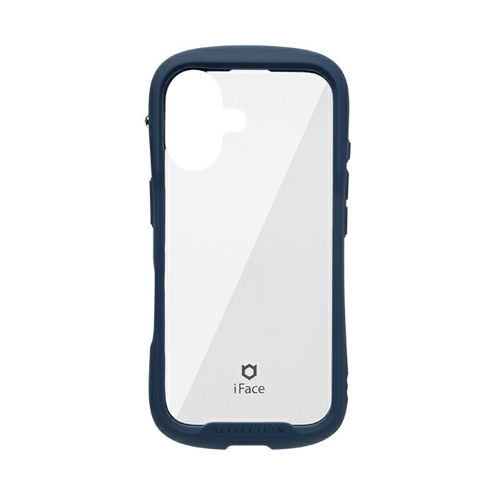 Hamee iPhone 16用 強化ガラスクリアケース iFace Reflection（ネイビー） 41-979631