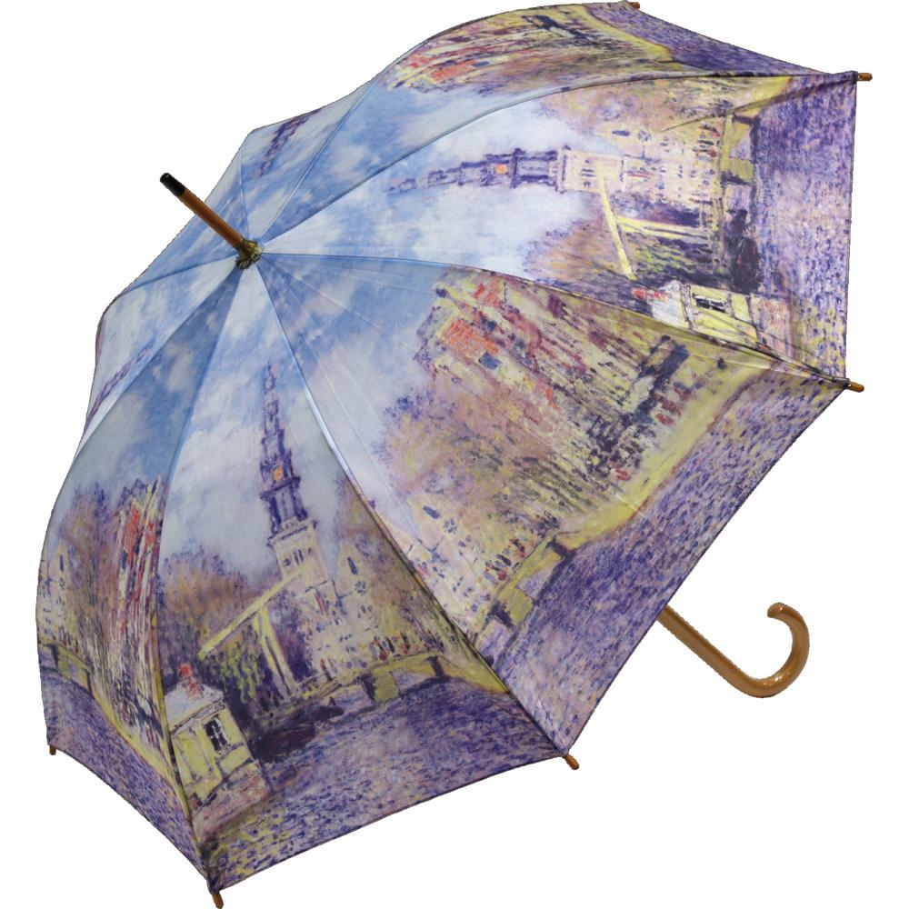 AUJUMPUM-1A-2A BACKYARD FAMILY(バックヤードファミリー) 名画 木製 ジャンプ長傘（モネ/水辺の教会） [AUJUMPUM1A2A]