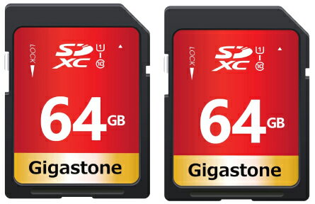 GJSXR-64GU1-RED-2PK Gigastone|ギガストーン SDXCメモリーカード 64GB Class10 UHS-I V10【2枚セット】