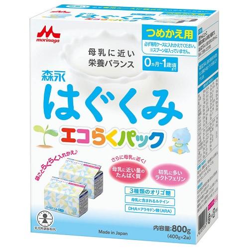 粉ミルク 森永 はぐくみ エコらくパック つめかえ用 800g 400g 2袋 0ヵ月頃～1歳頃まで 森永乳業 ハグクミエコラクパツクツメカエセツト