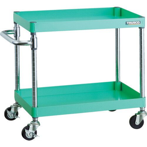 トラスコ中山 ツールワゴン フェニックスワゴン 600×400 2段 φ75ゴム車輪 ヤンググリーン[他商品と同時..