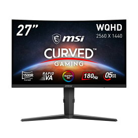 MSI|エムエスアイ ゲーミング液晶ディスプレイ(27型/曲面型/RAPID VA/WQHD 2560×1440/180Hz/0.5ms/HDMI2.0b/DP1.4a/USB TYPE-C/VESA/PIP・PBP対応/3年保証)(ブラック) MAG-275CQRF-QD-E2