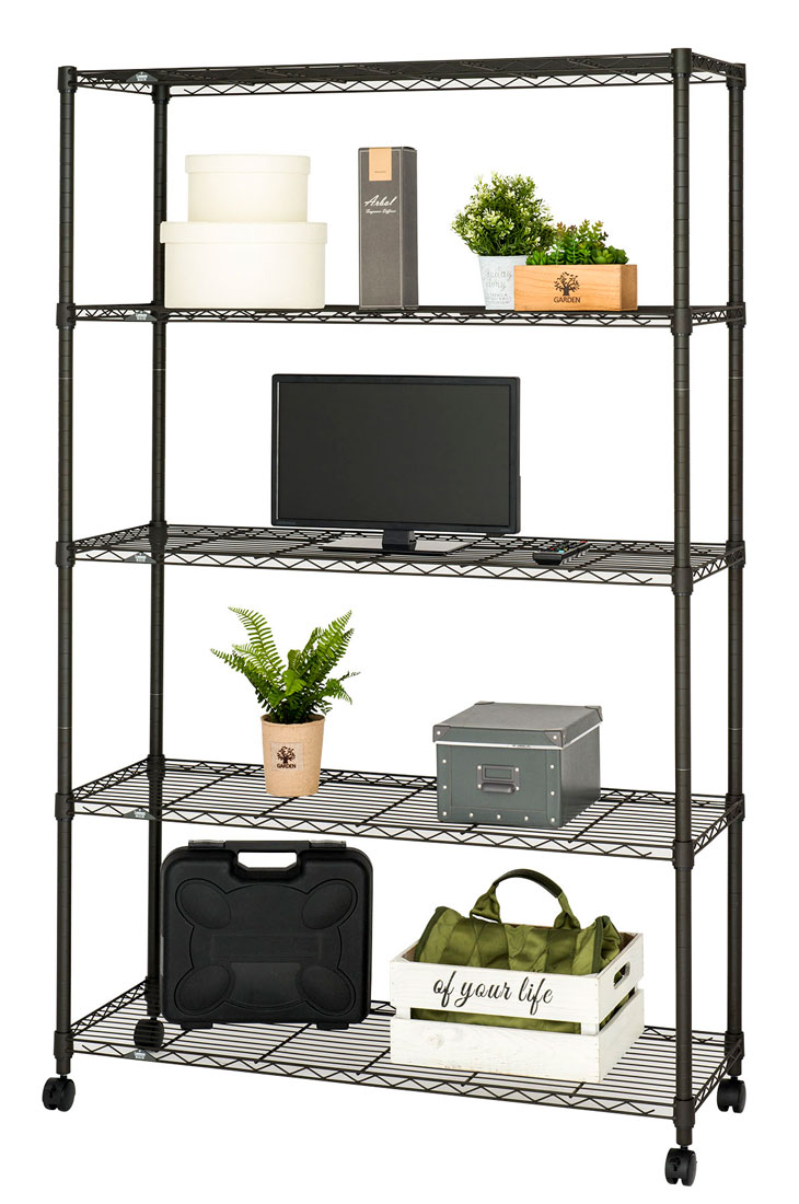 ルミナス ルミナスノワール 5段ラック 幅111×奥行41×高さ178.5cm NO1118-5 Luminous スチールラック 黒..