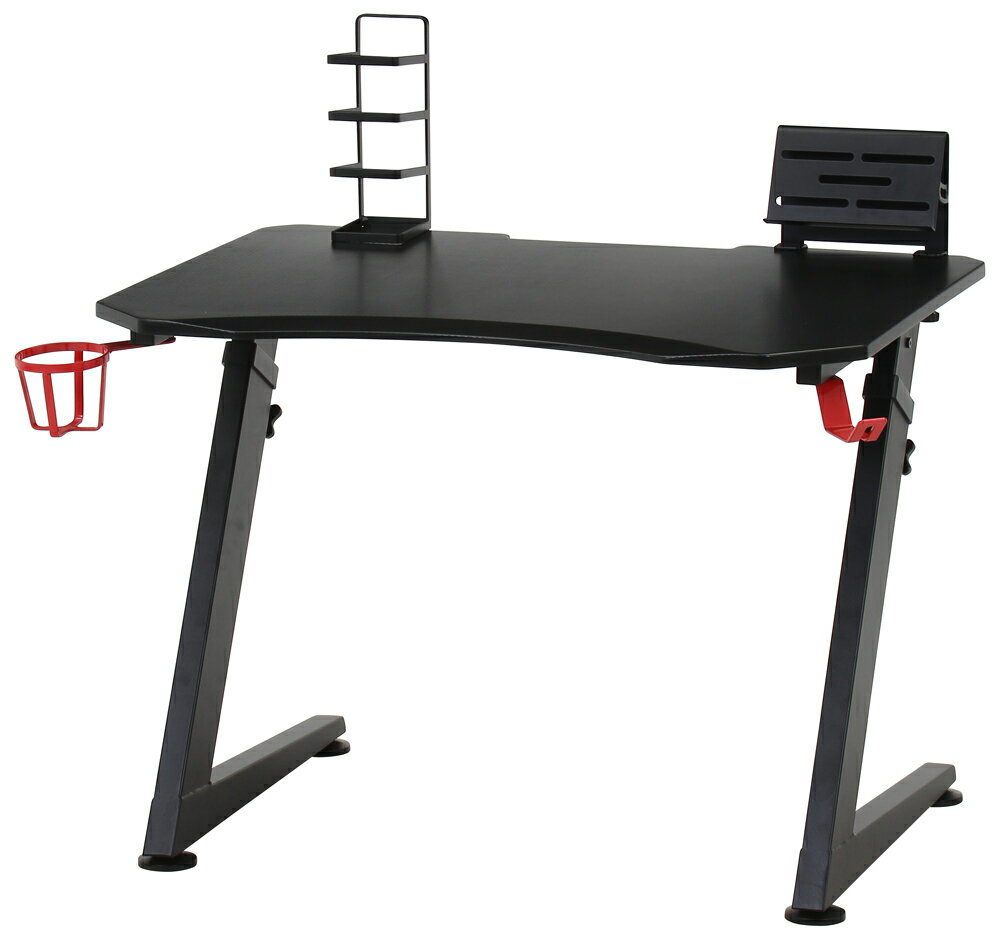 不二貿易 キッズ用ゲーミングデスク レイズ（レッド） 19452 サイズ(約)：幅800×奥行620〜630×高さ590〜800mm [19452フジボウエキ]