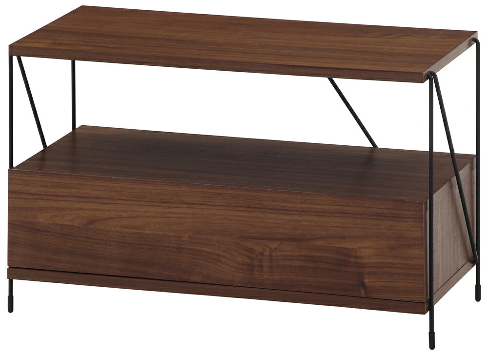 不二貿易 EZBOワイヤー TVラック（ミディアムブラウン） 77568 幅610×奥行310×高さ387mm