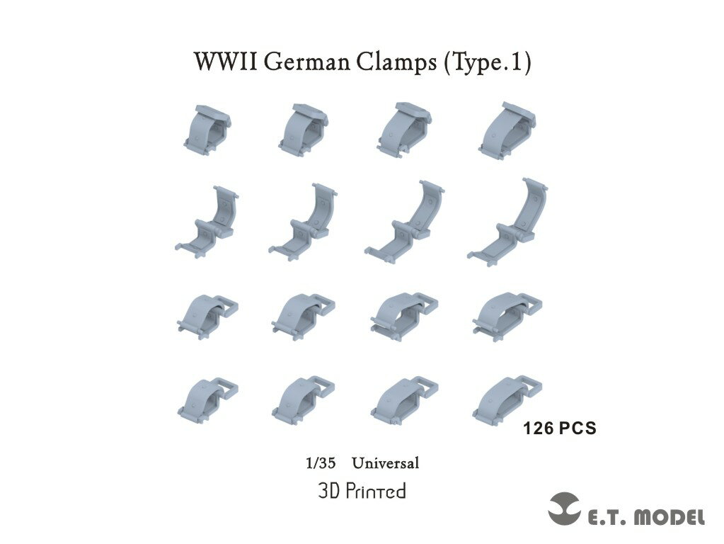 E.T.MODEL 1/35 WWII ドイツ クランプセット タイプ1(126個入)【P35-277】 ディテールアップパーツ