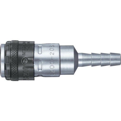 日東工器 低圧用ロックカプラ200 SH型(ホース取付用ソケット) 相手側ホースサイズ3/8 鋼鉄製 L200-30SH(STEEL) 分離防止機構(シングルロック)付き空気配管用