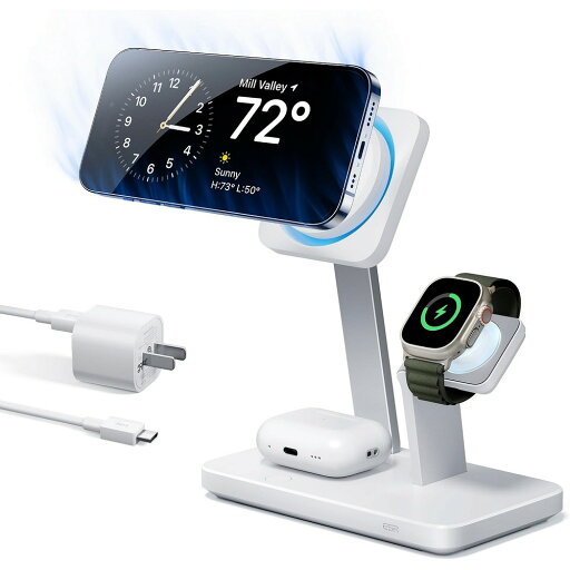 ESR680 ESR Magsafe対応 CryoBoost冷却ファン付き 最大25W出力 3-in-1 ワイヤレス充電器(ホワイト) 25W 3-in-1 Wireless Charger with MagSafe + CryoBoost White ESR680 ESR Magsafe対応 CryoBoost冷却ファン付き 最大25W出力 3-in-1 ワイヤレス充電器(ホワイト) 25W 3-in-1 Wireless Charger with MagSafe + CryoBoost White