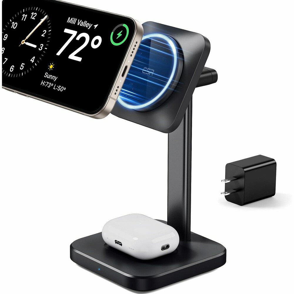 ESR677 ESR MagSafeб Qi2ǧ 25W ® ѥեդ 3 in 1 Ŵ Qi2 3-in-1 Watch Wireless Charging with CryoBoost Black