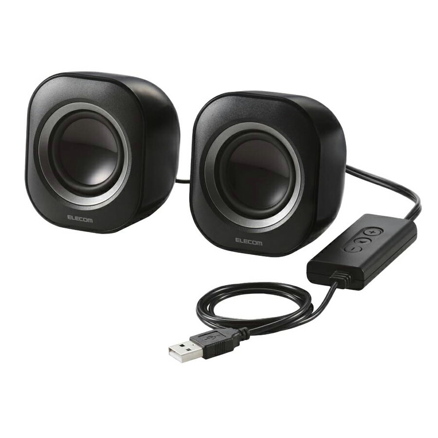 エレコム USB-Aポート接続対応　USB給電式パソコン用2.0chスピーカー ELECOM MS-P08USB3BK