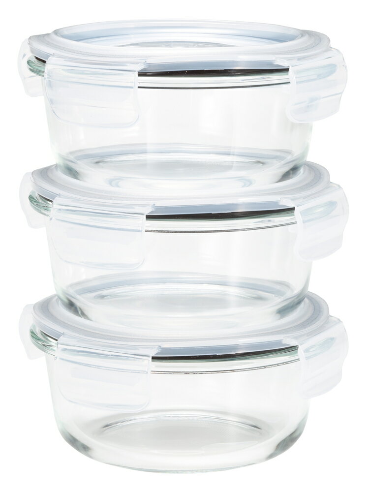 シービージャパン 耐熱ガラス保存容器3P ラウンド ガラスホゾンヨウキ3Pラウンド [ガラスホゾンヨウキ3Pラウンド]