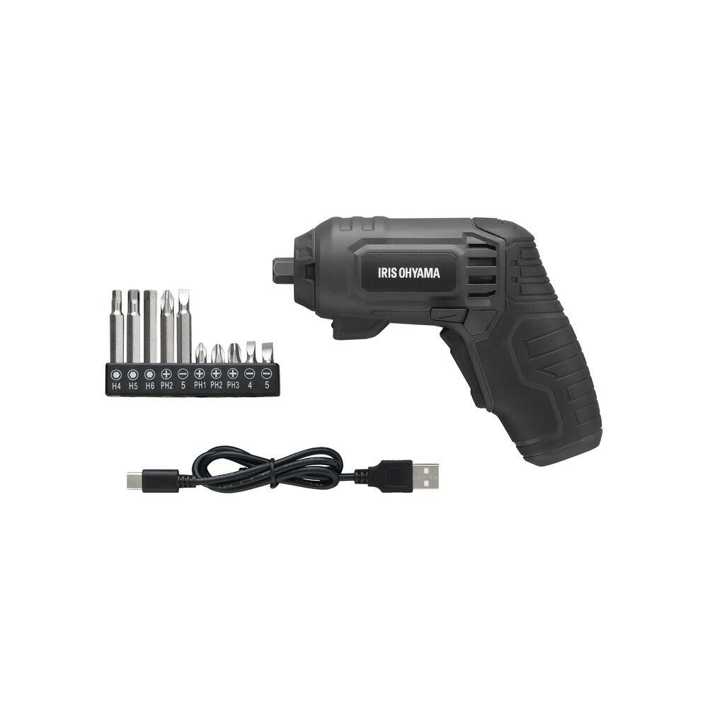 アイリスオーヤマ 充電式電動ドライバー 3.7V コードレス(グレー) JM37A-H IRIS USB充電