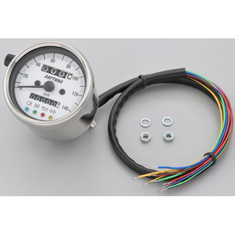 デイトナ 機械式スピードメーター（インジケーター付き）Φ60 140km/h ホワイトLED照明 15639 DAYTONA