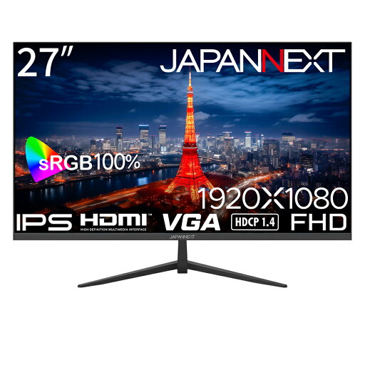 JAPANNEXT|ジャパンネクスト 液晶ディスプレイ(27型/IPS/FullHD 1920×1080/100Hz/14ms/HDMI1.4/D-Sub/VESA/2年保証)(ブラック) JN-IPS271FHD JAPANNEXT|ジャパンネクスト 液晶ディスプレイ(27型/IPS/FullHD 1920×1080/100Hz/14ms/HDMI1.4/D-Sub/VESA/2年保証)(ブラック) JN-IPS271FHD