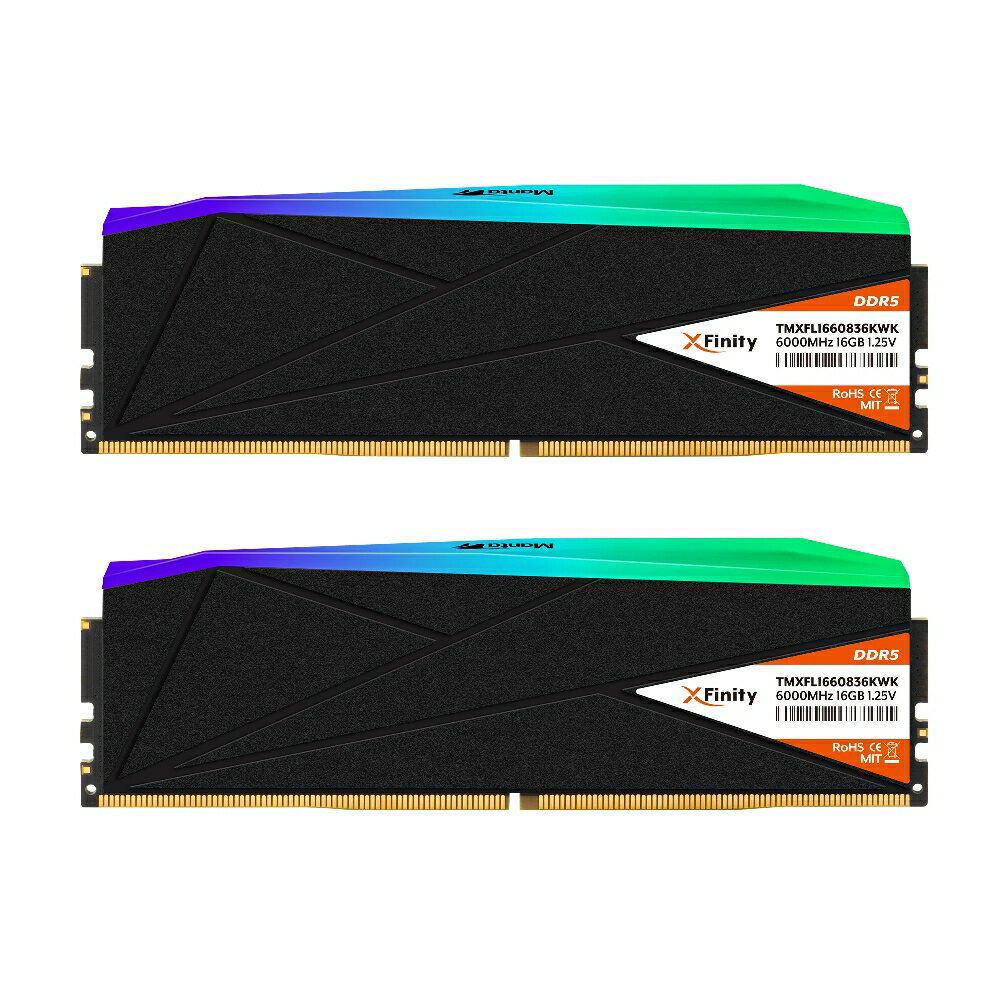 V-Color XFinity RGB Series PC5-48000 / DDR5 6000 Mhz メモリモジュール 16GB × 2枚組 TMXFL1660836KWK