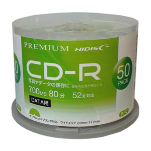 HIDISC f[^p 52{Ή CD-R 50pbN700MB zCgv^u nCfBXN HDVCR80GP50