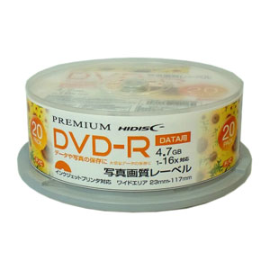 HIDISC データ用DVD-R 16倍速対応 20枚パ