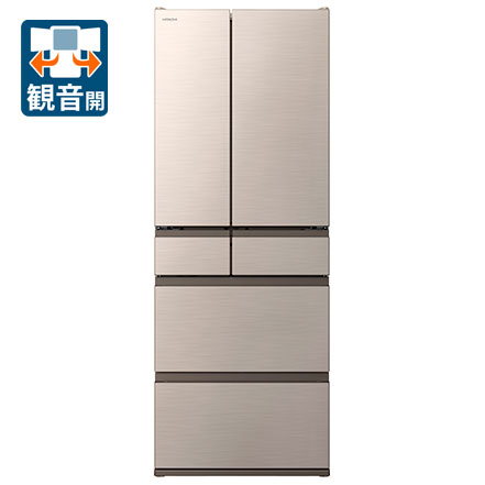 （標準設置料込_Aエリアのみ）日立 617L 6ドア冷蔵庫（ライトゴールド） R-HWC62X-N HITACHI [RHWC62XN]のサムネイル