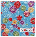 NBK ちりめんカットクロス 23×33cm(友禅・花柄×水色) Y002-26