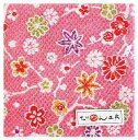 NBK ちりめんカットクロス 23×33cm(友禅・鹿子柄×桃色) Y005-40
