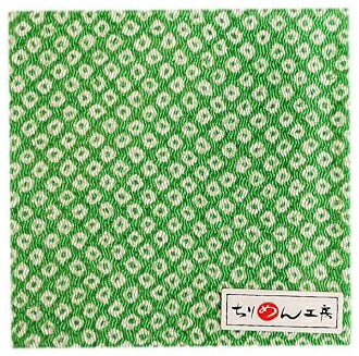 NBK ちりめんカットクロス 23×33cm（友禅・鹿子柄×緑） Y020-13