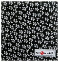 NBK ちりめんカットクロス 23×33cm(友禅・桜柄×黒) Y041-17