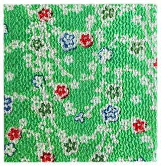 NBK ちりめんカットクロス 23×33cm（友禅・花柄×緑） Y185-13