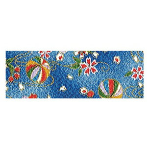 NBK ちりめんカットクロス 23×33cm（金彩・手鞠柄×青） GH22-04