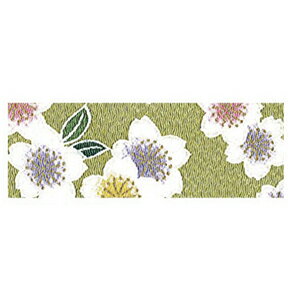 NBK ちりめんカットクロス 23×33cm（金彩・桜柄×黄緑） GH24-06