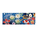 NBK ちりめんカットクロス 23×33cm(金彩・花と櫛柄×青) GH33-04