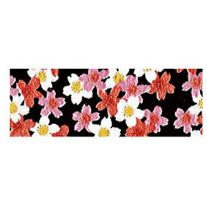 NBK ちりめんカットクロス 23×33cm（金彩・桜柄×黒） GH47-06