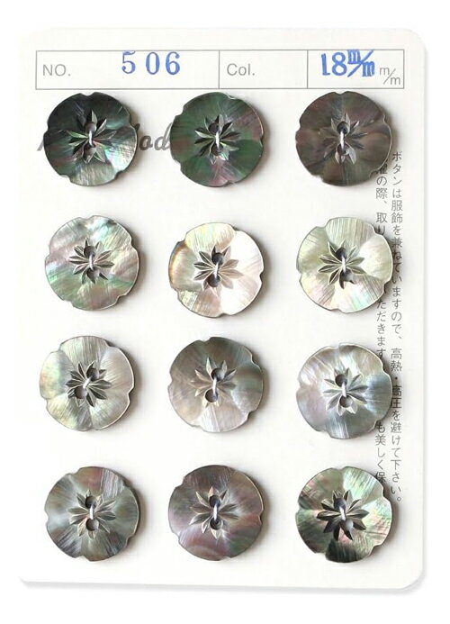 NBK シェルボタン （黒・φ18mm） 1台紙（12個付） IGA506-18