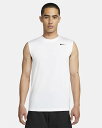 DX0992-100-L ナイキ メンズ スリーブレス フィットネス Tシャツ(ホワイト/ブラック・サイズ:L) NIKE Dri-FIT レジェンド